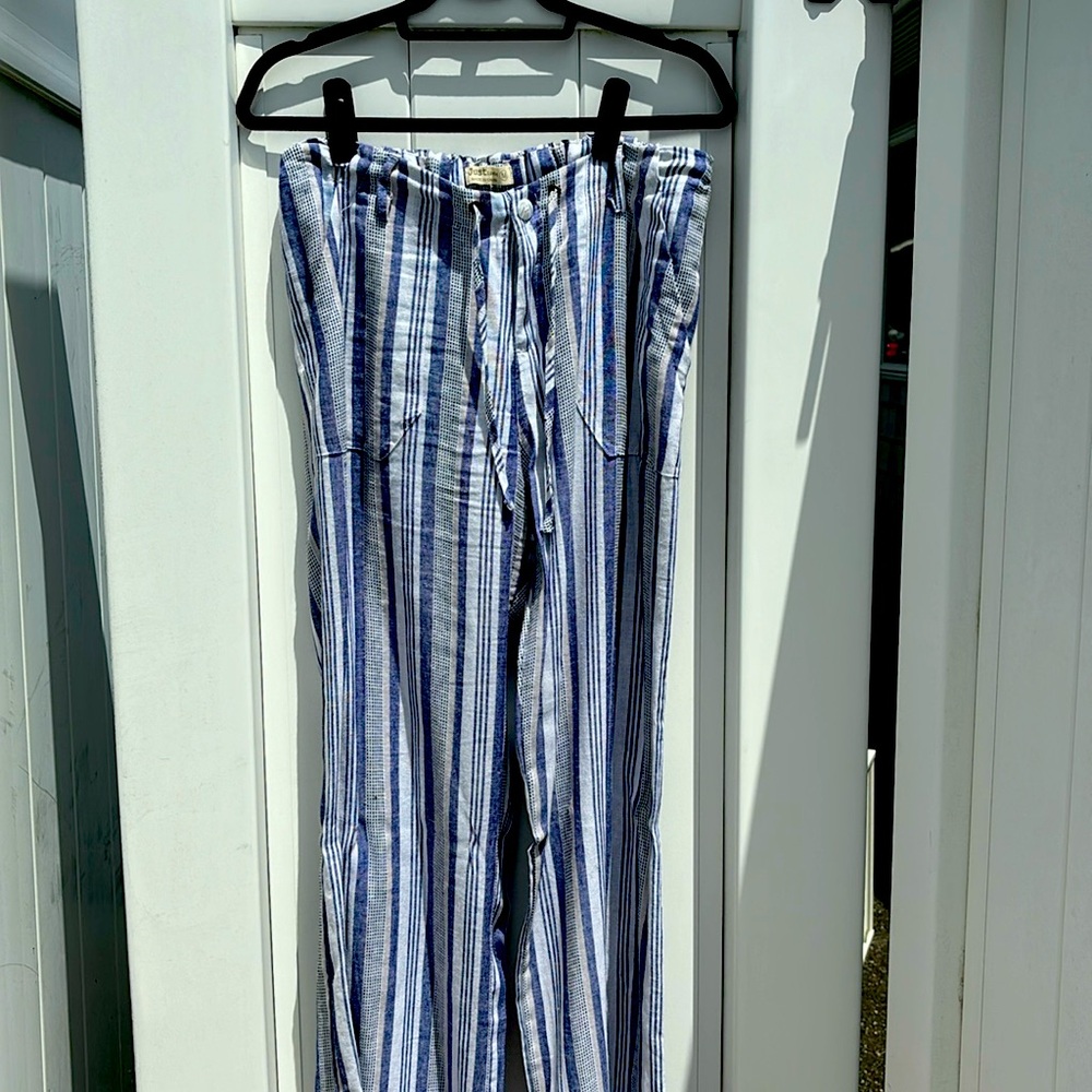 Just Living Blue and white striped linen pants wore once